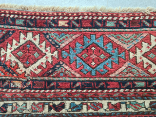 Antique rare Kurdish Sauj Bulag rug from northwestern Persia, likely made in or around the city of Mahabad. Beautiful natural colors. Late 19th century. Wool on wool. Two repairs (see photo). Collector's  ...