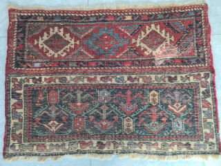 Antique rare Kurdish Sauj Bulag rug from northwestern Persia, likely made in or around the city of Mahabad. Beautiful natural colors. Late 19th century. Wool on wool. Two repairs (see photo). Collector's  ...