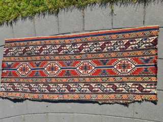 Antique tribal Shahsavan Mafrash sumakh kilim panel from the Bijar area. Very fine woven. All Naturel dyes. 

117x50cm
~1900

Please ask for worldwide shipping (from Germany)

Contact me directly: 

Goekay.sargin@yahoo.de 
     
