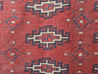 Antique Turkmen Yomut torba (chuval) in fine sumakh technique. Complete torba, including the back and upper finishing elements. Shows signs of wear consistent with age, but remains intact.115 x 80cm.
Please contact ...