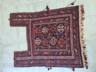 A very rare Afshar (Sirjan region) horse blanket with botehs from southern Persia. It was most certainly made for a special occasion, for personal use. Beautiful colors and woven using the Sumakh  ...