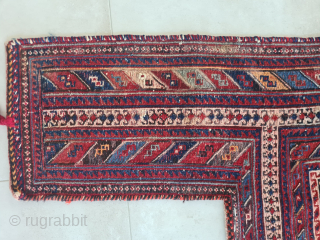A very rare Afshar (Sirjan region) horse blanket with botehs from southern Persia. It was most certainly made for a special occasion, for personal use. Beautiful colors and woven using the Sumakh  ...