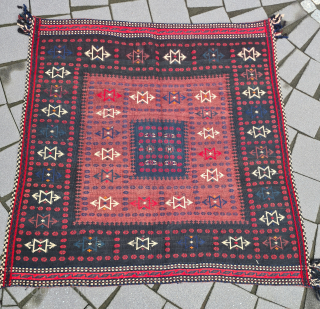 Afshar rukorsi sofreh sumakh kilim
~127x127cm
Minimal wear (see photos) 

Please contact me only directly: 

goekay.sargin@yahoo.de                   