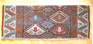 Full pile moghan fragment, 19th century. Great colours  39 x 98 cm                    