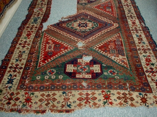 Huge fragment of an Anatolian rug, Bergama - Karakecili area,18 th century. Among the best of its type. Could use a bath and mounting.         