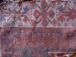 Huge fragment of an Anatolian rug, Bergama - Karakecili area,18 th century. Among the best of its type. Could use a bath and mounting.         