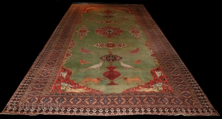 Khorasan Carpet, Size: 7.7 x 17.0 , Circa early 1800's , an attractive early piece purchased in London about 10 years ago.   Good condition for age.  Some splits had  ...