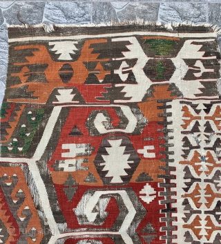 Antique Anatolian Aksaray Long Kilim Strip Size 80x370 / 2'6'' x 12'1''                     