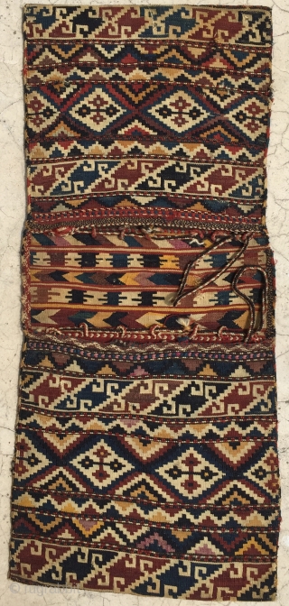 Antique Caucasian Zakatala Saddle Bag Size 133x57 cm                         
