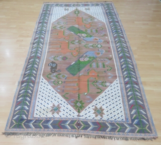 Caucasian Karabagh Kilim Good Condition Size 160x300 cm / 5'3''x9'9''                       