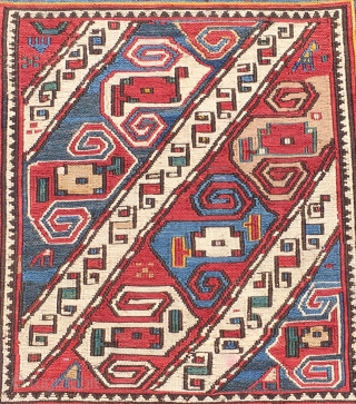 Caucasian Bag Faces 19th Century Size 49x54cm-49x56cm                          