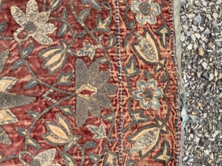 Persian textile with metal and silk on velvet, measuring 24” 26”
                      