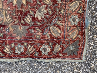 Persian textile with metal and silk on velvet, measuring 24” 26”
                      