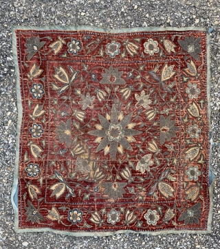 Persian textile with metal and silk on velvet, measuring 24” 26”
                      