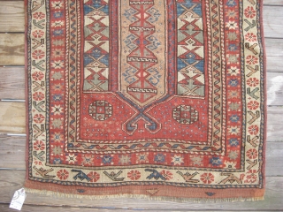 Bergama rug 39" * 46"  Even low pile, two small repairs in the corners                  