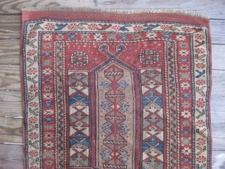 Bergama rug 39" * 46"  Even low pile, two small repairs in the corners                  