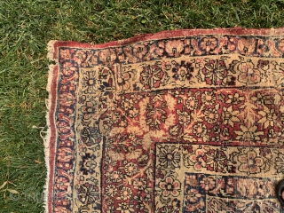 Old Persian kermanshah 9.2x15.8 some patches and hole in one end low pile overall                   