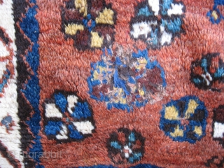 Supper Shiraz Piece. Fat wool, Good color & Age. 3.2x 2.8Ft. 2 old repairs. For more : http://pilerugsbagstrappings.blogspot.com/ 
              