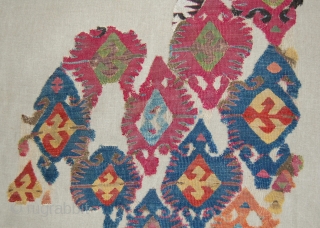 Central Anatolian Kilim Fragment. Mounted. Size of linen support (full size): 77x114cm, fragment size: about 67x104cm.                 