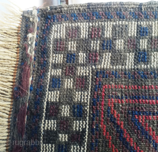 Baluch bagface, Afghanistan, 1st quarter 20th cent. All good natural dyes, good wool, soft handle. One repair (last picture). Unusual white ground border. Smallish size, probably made for own use rather than  ...