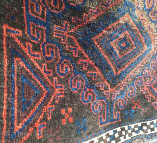Baluch bagface, Afghanistan, 1st quarter 20th cent. All good natural dyes, good wool, soft handle. One repair (last picture). Unusual white ground border. Smallish size, probably made for own use rather than  ...