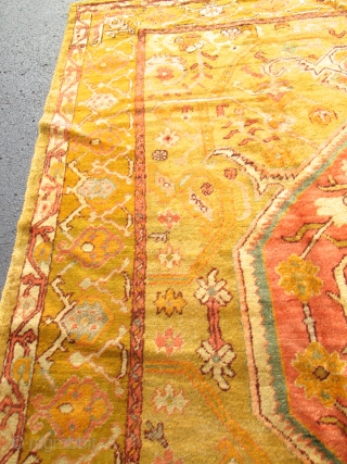 Amazing Antique Turkish Angora Oushak Rug.

stunning antique angora oushak. size 9'1'' x 12'3''. condition great pile allover.unique colors .very top quality silky wool.circa 1890. ends and sides intact. very decorative rug.  