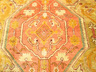 Amazing Antique Turkish Angora Oushak Rug.

stunning antique angora oushak. size 9'1'' x 12'3''. condition great pile allover.unique colors .very top quality silky wool.circa 1890. ends and sides intact. very decorative rug.  