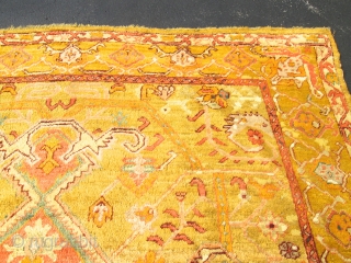 Amazing Antique Turkish Angora Oushak Rug.

stunning antique angora oushak. size 9'1'' x 12'3''. condition great pile allover.unique colors .very top quality silky wool.circa 1890. ends and sides intact. very decorative rug.  