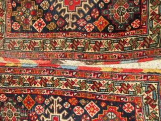 Pair Of Antique Persian  Bag Face Qushgai rugs.

size 24''x24'' each.condition excellent. beautiful top quality silky wool.collective .               