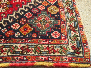 Pair Of Antique Persian  Bag Face Qushgai rugs.

size 24''x24'' each.condition excellent. beautiful top quality silky wool.collective .               