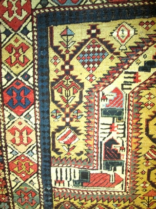 19Th Century Caucasian Marasali Shirvan Rug.

size 3'8''x4'8''. condition very good for the age low even pile. lovely  colors.              