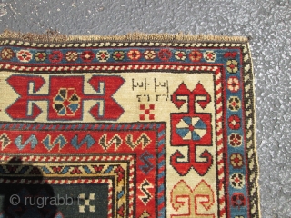 Exceptional Large 19Th Century Caucasian Shirvan Rug.

size 10'5''x5'6''. condition ,colors and design superb.date on the corner of the rug.very fine knots quality.add to your best collection.q email please.     