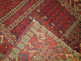 Antique Yomud Turkoman Rug.


size 5'x3'11'' condition very good low even pile.nice colors good knots quality.                  