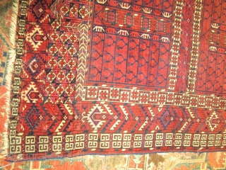 Antique Yomud Turkoman Rug.


size 5'x3'11'' condition very good low even pile.nice colors good knots quality.                  