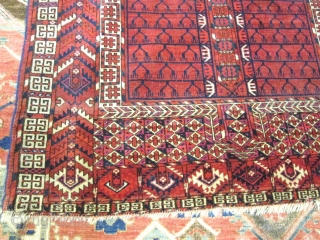 Antique Yomud Turkoman Rug.


size 5'x3'11'' condition very good low even pile.nice colors good knots quality.                  