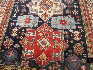 Exceptional Large 19Th Century Caucasian Shirvan Rug.

size 10'5''x5'6''. condition ,colors and design superb.date on the corner of the rug.very fine knots quality.add to your best collection.q email please.     