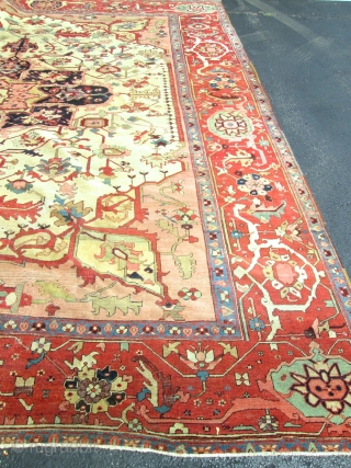 Stunning Antique Persian Serapi Rug.

size 12'x14' condition great low even pile .circa 1880.great colors.
                   