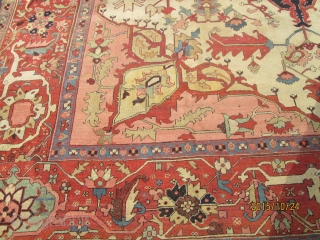 Stunning Antique Persian Serapi Rug.

size 12'x14' condition great low even pile .circa 1880.great colors.
                   