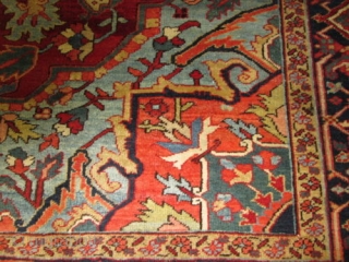 Antique Persian Heriz, Serapi  Circa 1910 Rug.

stunning colors and design antique persian heriz ,serapi rug. condition excellent for the age .no repair all original. size 12'2''x8'9''.      