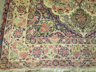 Very Pleasant Antique Persian Laver Kerman Rug.

size 5'10''x3'8'' .condition very good pile.ends and sides intact.                  