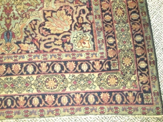 Antique Persian Laver Kerman Rug.

size4'2''x6'2''. condition very good low even pile. circa 1880.                    