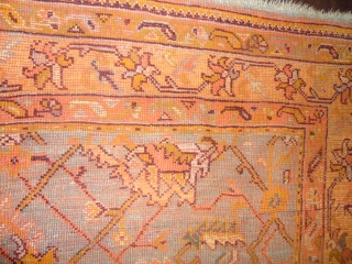 Antique Turkish Oushak.

Size 7'x9'6''.

Condition good low even pile.

decorative nice colors.                       