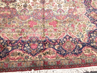 Magnificent Palace Size Antique Persian Laver Kerman Rug.

size 14'x24' great rug.circa 1920.                     