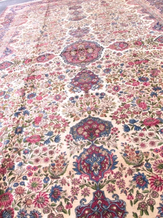 Magnificent Palace Size Antique Persian Laver Kerman Rug.

size 14'x24' great rug.circa 1920.                     
