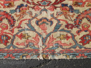 Unusual Antique Persian Malaer Rug.

size 5'1''x6'4''.

condition low even pile need some re pile.                    