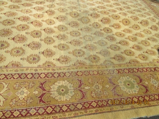 Antique Agra.

size 11'4''x14'.

circa 1880'

condition low even pile .and some worn and need some repair'.

                   