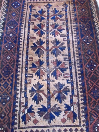 Baluch rug...5'3 by 2'7 ft...Camel hair background and almost perfect skirts (kilims) Good and bright colors                 