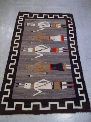 phenomenal Navajo kilim...Wonderful figures and rare looking piece...Perfect condition...4'8 by 3'9 ft                     