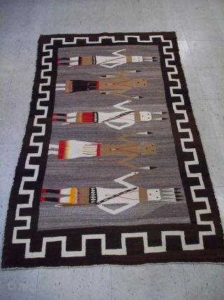 phenomenal Navajo kilim...Wonderful figures and rare looking piece...Perfect condition...4'8 by 3'9 ft                     