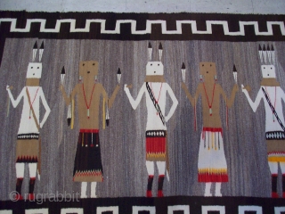 phenomenal Navajo kilim...Wonderful figures and rare looking piece...Perfect condition...4'8 by 3'9 ft                     